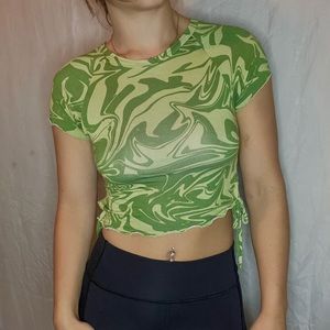 Pac Sun Green Scalloped Hem Crop Top Medium